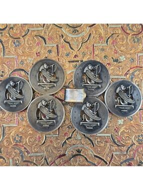 Vintage Egyptian Mythical Beast Brass or Bronze Six Medallion Buckle